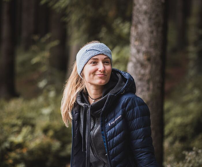 Headband bjež MERINO CROSS ICE BLUE